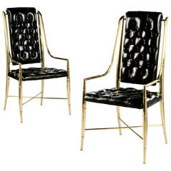 A Pair of 'Mastercraft' Simulated Bamboo Brass Armchairs