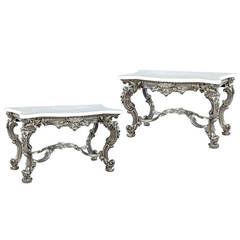 Antique Pair of Victorian Cast Iron Console Tables