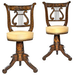 A Pair of Regency Period Harpist Chairs