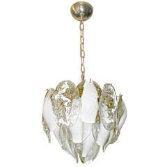 Mazzega Murano Clear White Glass Chandelier 3