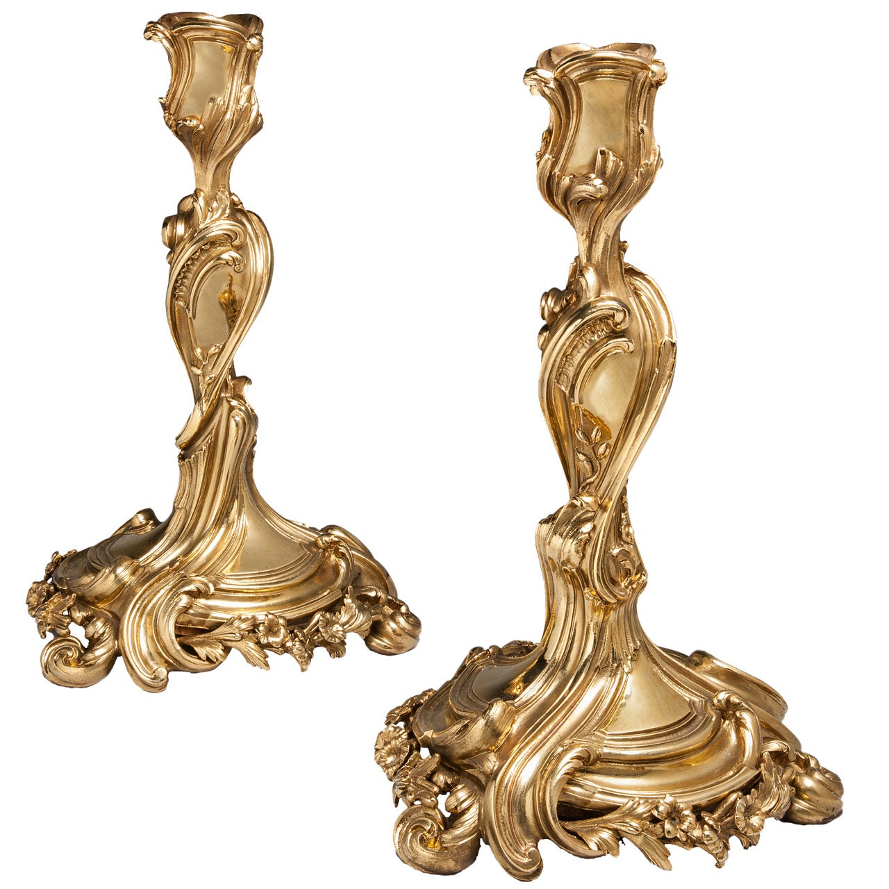 Pair of Rococo Revival Candlesticks For Sale