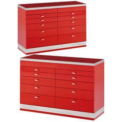 Pair of Red Lacquer Commodes by Willy Rizzo