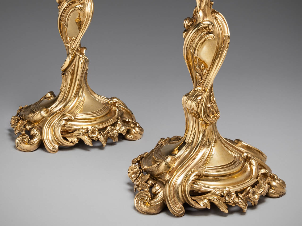 French Pair of Rococo Revival Candlesticks For Sale