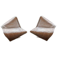 Pair of Leather "Flying Carpet" Chairs Designed by Simon Desanta Rosenthal