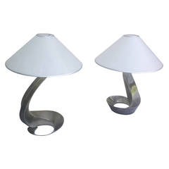 Pair of Vintage Pewter Lamps, Italy, 1970