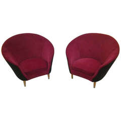 Pair of Armchairs by Ico Parisi with Original Upholstery, Italian, 1950s