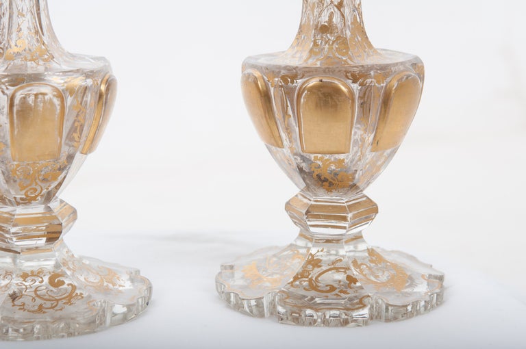 Italian Pair of 19th Century Crystal and Gilt Vases 2
