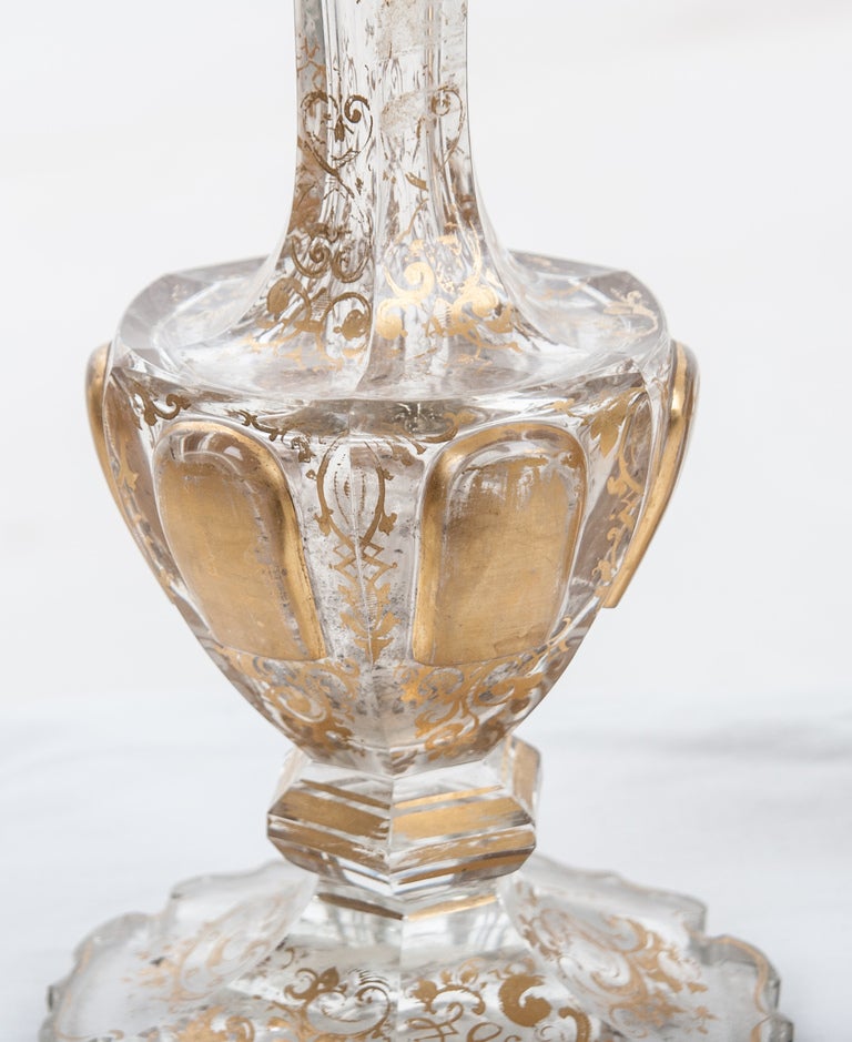 Italian Pair of 19th Century Crystal and Gilt Vases 1
