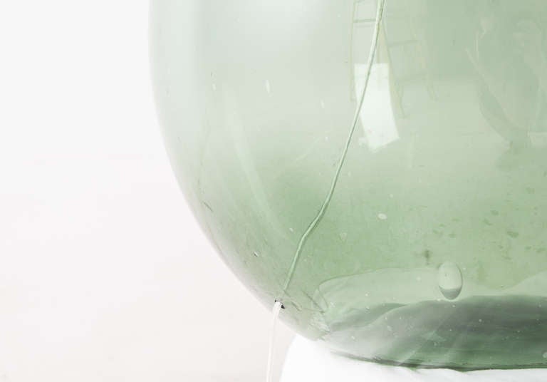 French 19th Century Green Glass Wine Keg Lamp 3