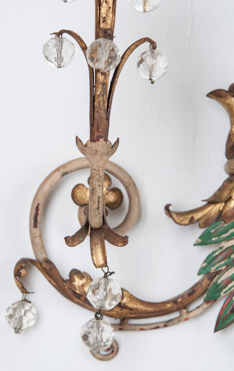Italian Pair of 1920s Painted Wall Sconces 1