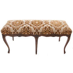 French 19th Century Louis XV Walnut & Upholstered Bench