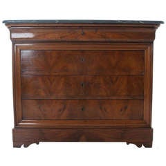 French 19th Century Louis Philippe Burled Walnut & Marble Commode
