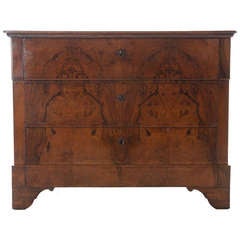French 19th Century Burled Walnut Bookmatched & Oystered Commode