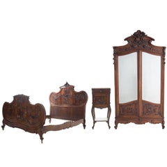 Antique French 19th Century Louis XV Walnut 3-Piece Bedroom Set