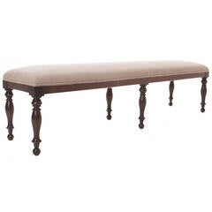 Antique English 19th Century Oak Upholstered Long Bench