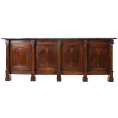 French 19th Century Empire Walnut and Marble Enfilade