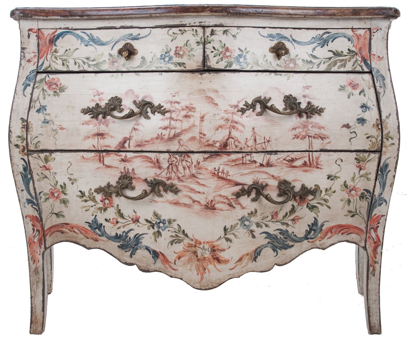 Italian 19th Century Painted Bombe Chest