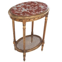 French Louis XVI Style Marble & Gilt Table