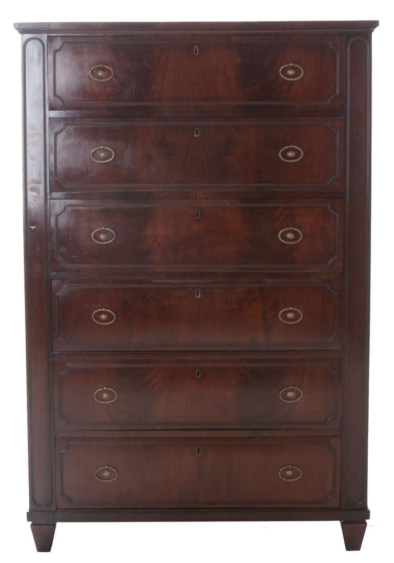 English 19th Century Mahogany Tall Chest