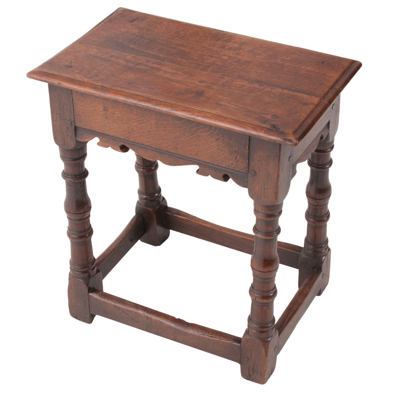 English 19th Century Carved Elm Joint Stool