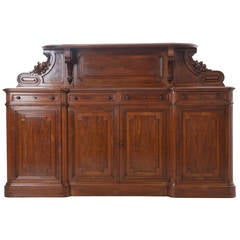 French 19th Century Carved Walnut Breakfront Enfilade / Server