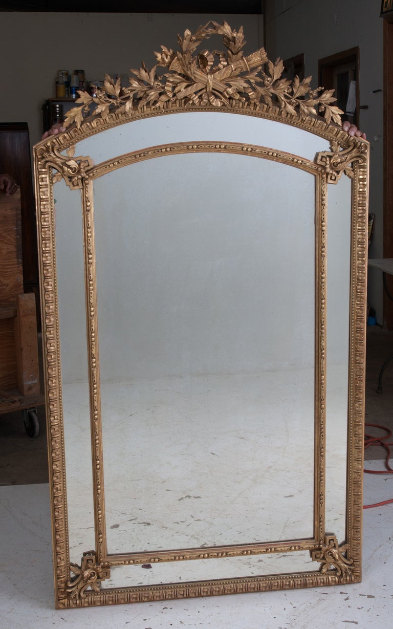 French Louis XVI Style Giltwood Paraclose Mirror 2