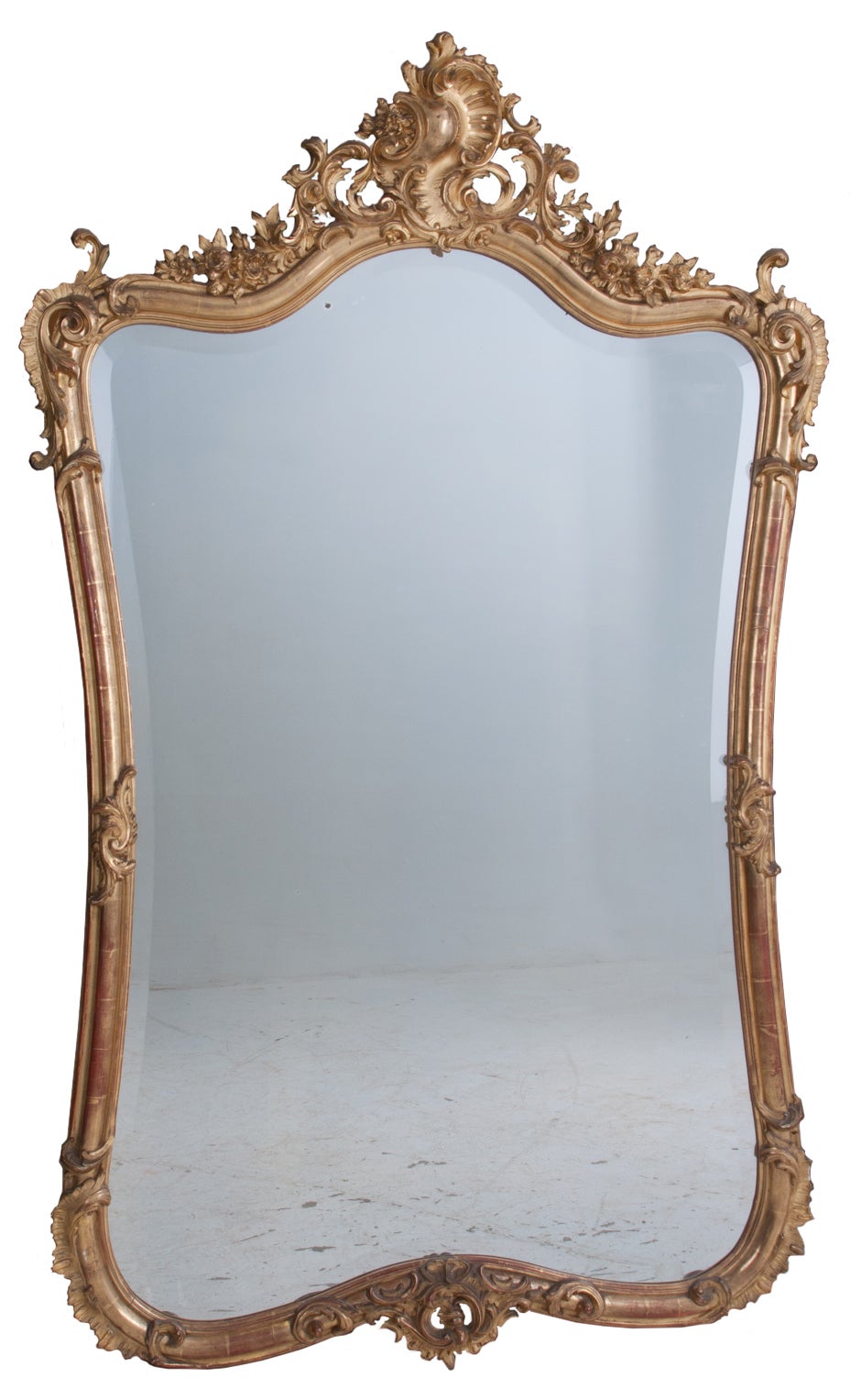 Louis XV Style Rocco Gilt Wood Mirror