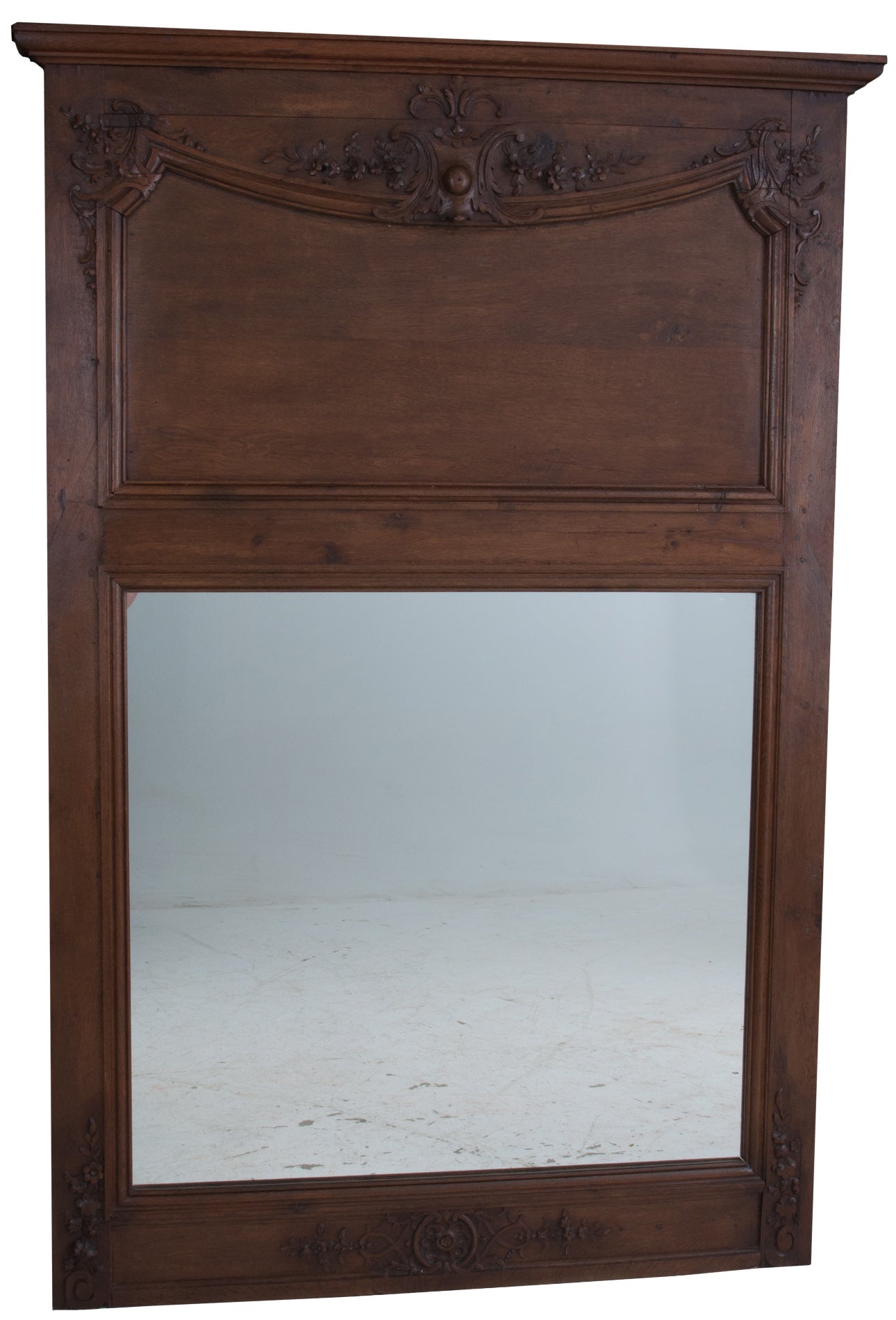 French 19th Century Carved Dark Oak Trumeau