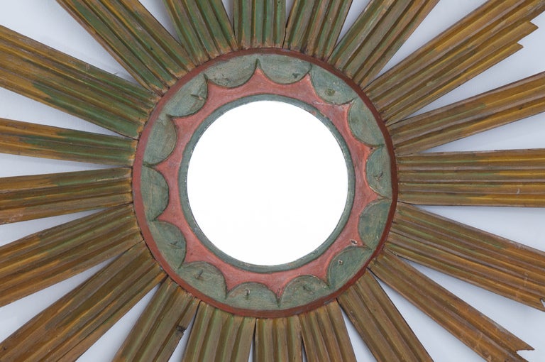 Italian 20th Century Painted Starburst Mirror