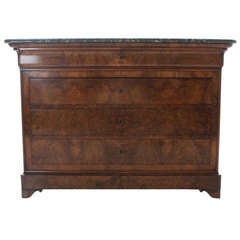 French 19th Century Louis Philippe Burled Walnut & Marble Commode