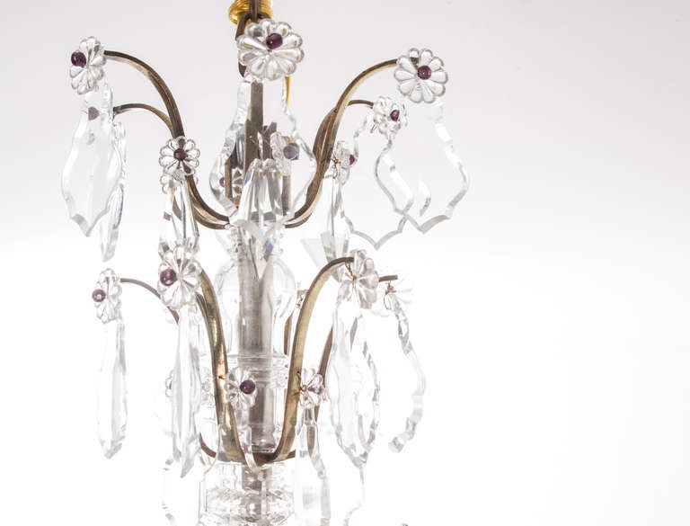 Louis XV French 19th Century Brass & Crystal 9 Light Chandelier