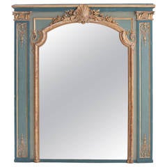French 18th Century Louis XV Painted and Gilt Trumeau Mirror