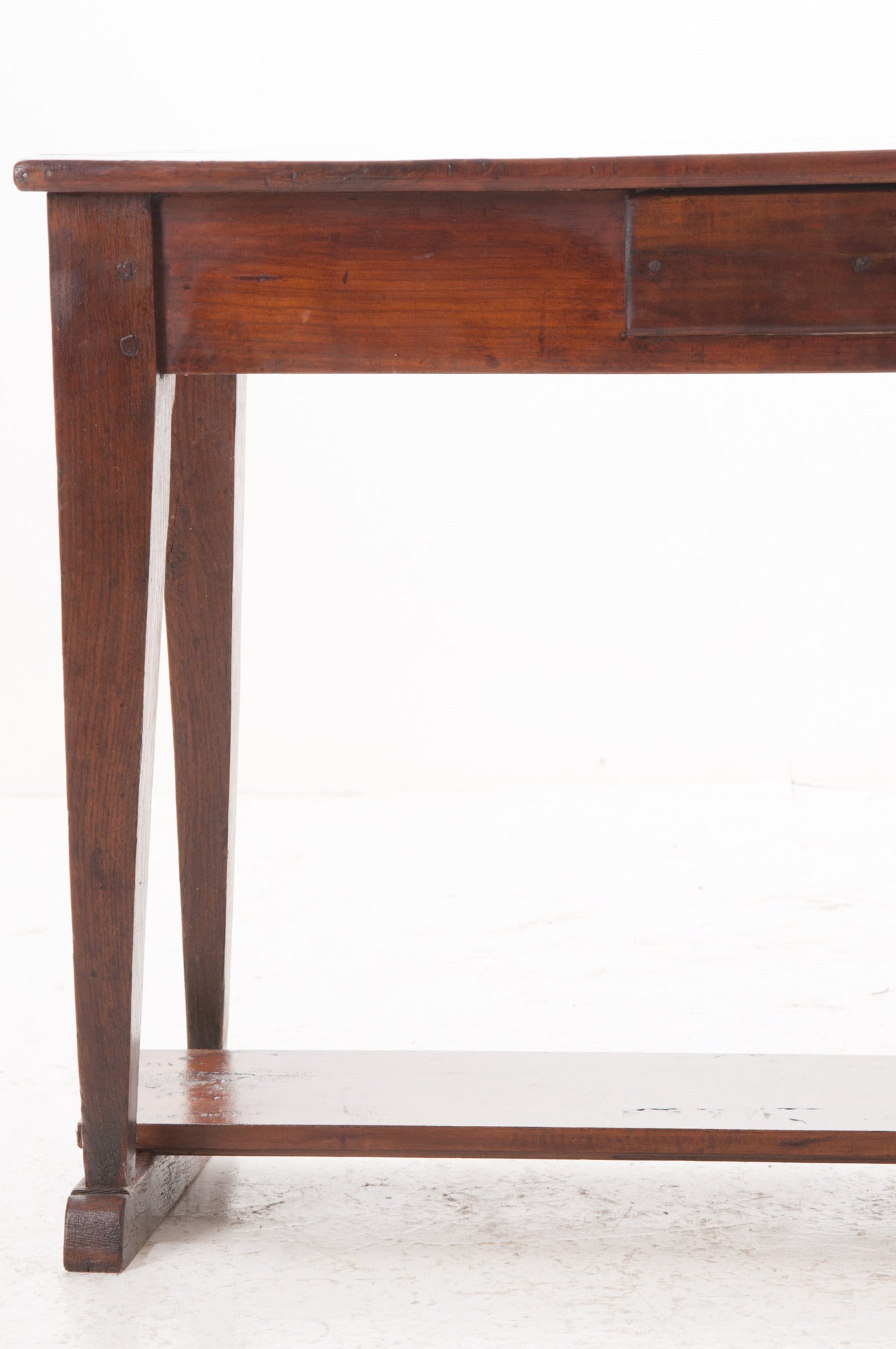 English 19th Century Primitive Cherry Console Table In Good Condition In Baton Rouge, LA