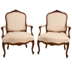 French 19th Century Pair of Carved Fauteuils