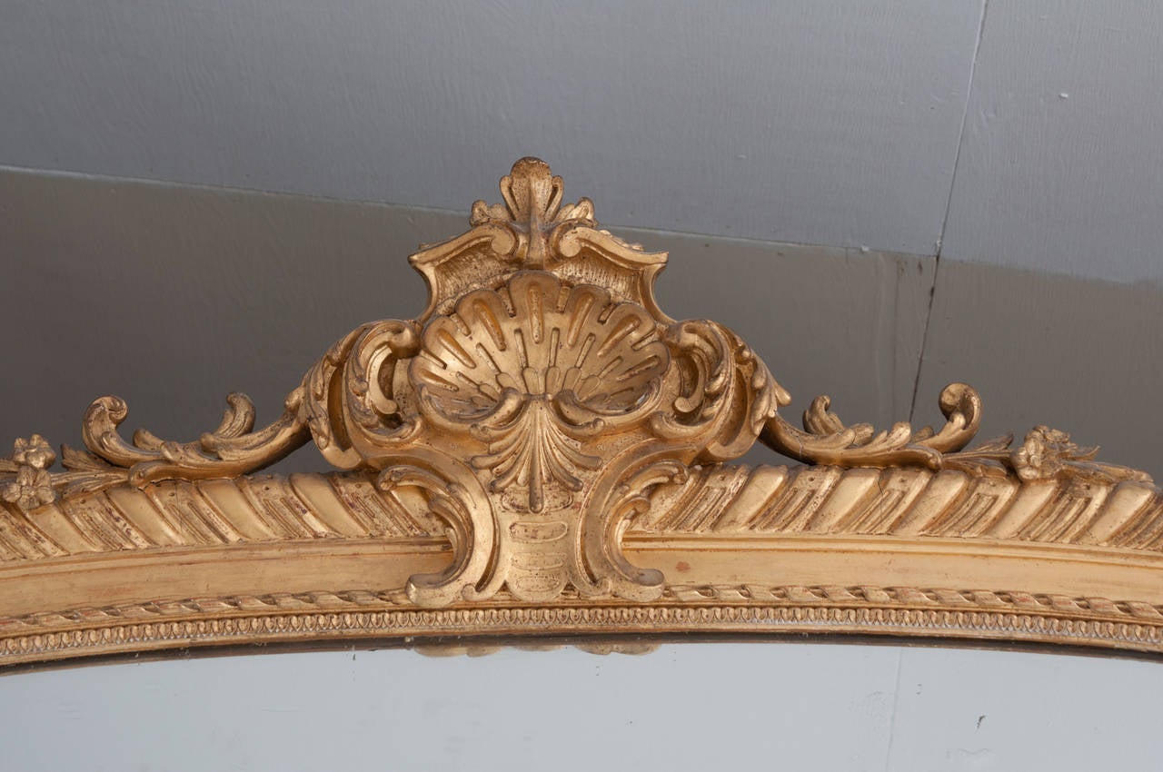 Massive French 19th Century Louis XV Style Gold Gilt Mirror In Fair Condition In Baton Rouge, LA