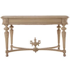 French 19th Century Louis XVI Painted Marble-Top Desk or Center Table