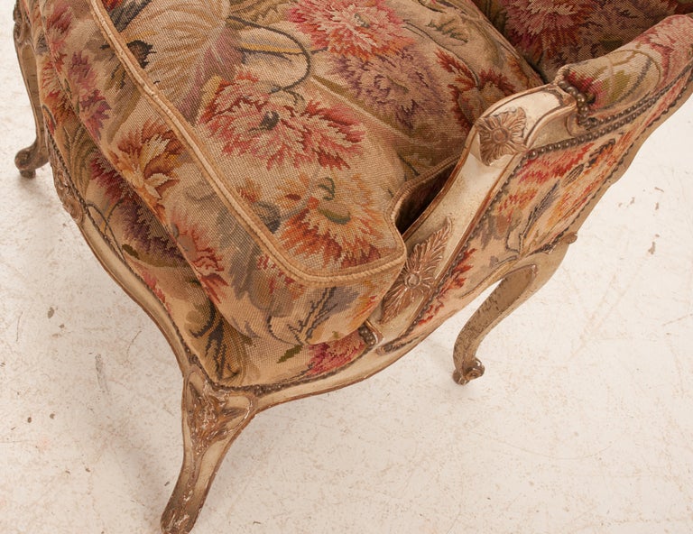 Italian 19th Century Painted and Gilt Tapestry Bergere 2