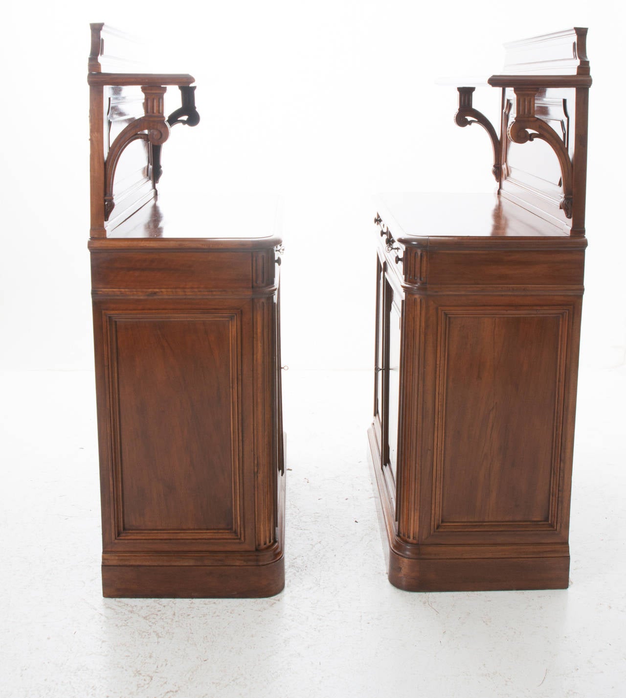 French 19th Century Pair of Carved Walnut Buffets 4