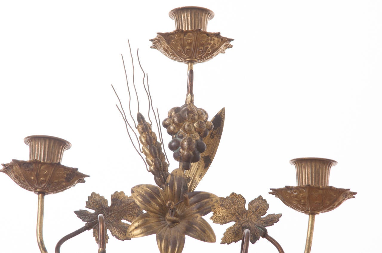 Early 20th Century French Pair of 20th Century Brass Candelabras from a Church Altar