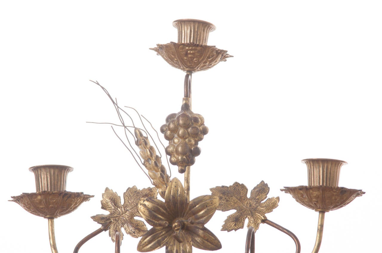 French Pair of 20th Century Brass Candelabras from a Church Altar 1