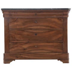 French 19th Century Louis Philippe Walnut and Marble Commode