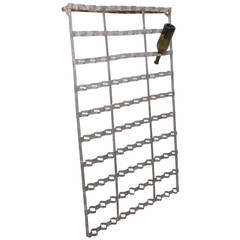 French 1920s Metal Wall Hanging Wine Bottle Rack