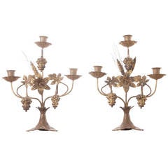 Antique French Pair of 20th Century Brass Candelabras from a Church Altar