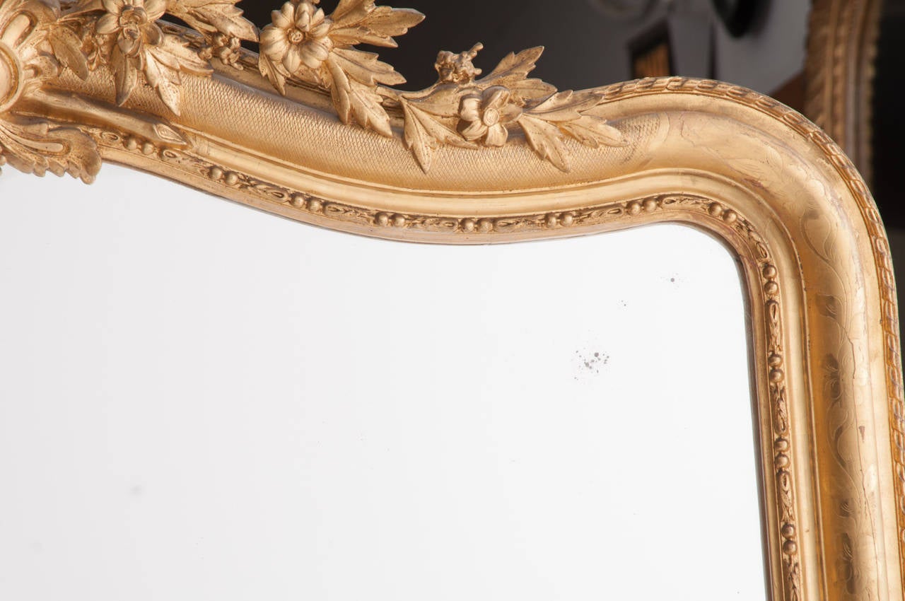 French 19th Century Louis XV Gold Gilt Mirror 4
