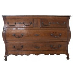 French18th C Provincial Oak Bombe Commode 