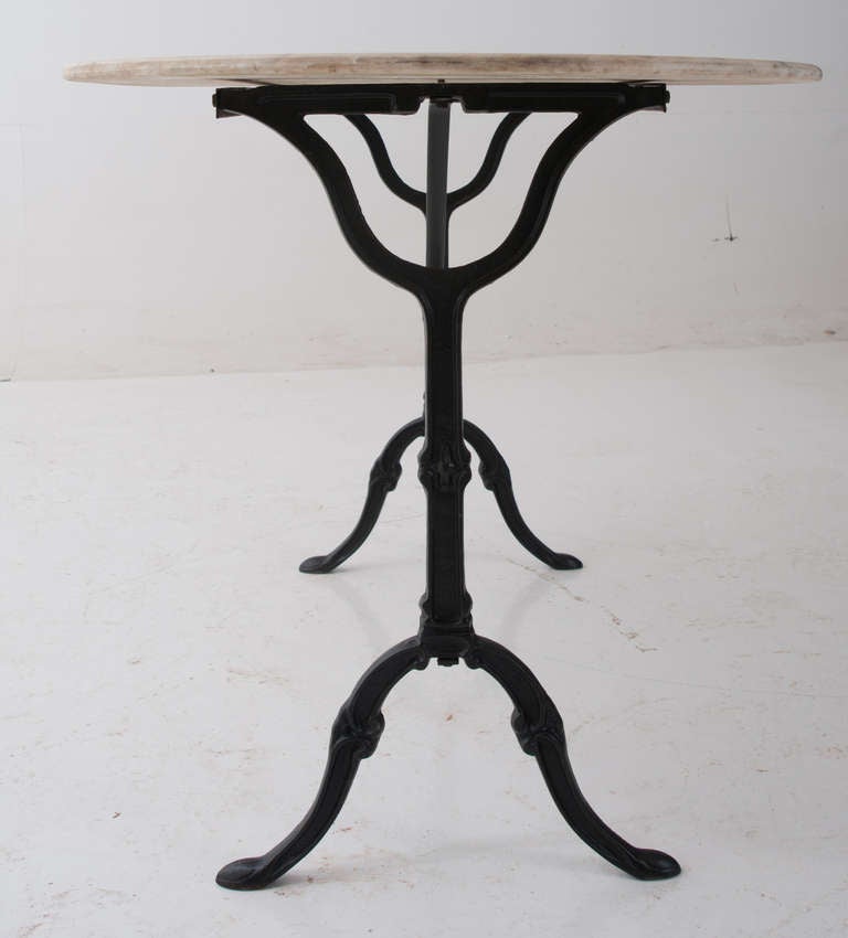 French 1920's White Marble Top & Iron Bistro Table In Good Condition In Baton Rouge, LA