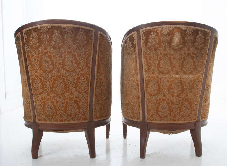 French 19th Century Pair of Louis XVI Barrel Back Bergeres 2