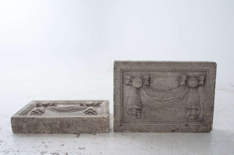Pair of 19th Century Carved Limestone Plaques 1