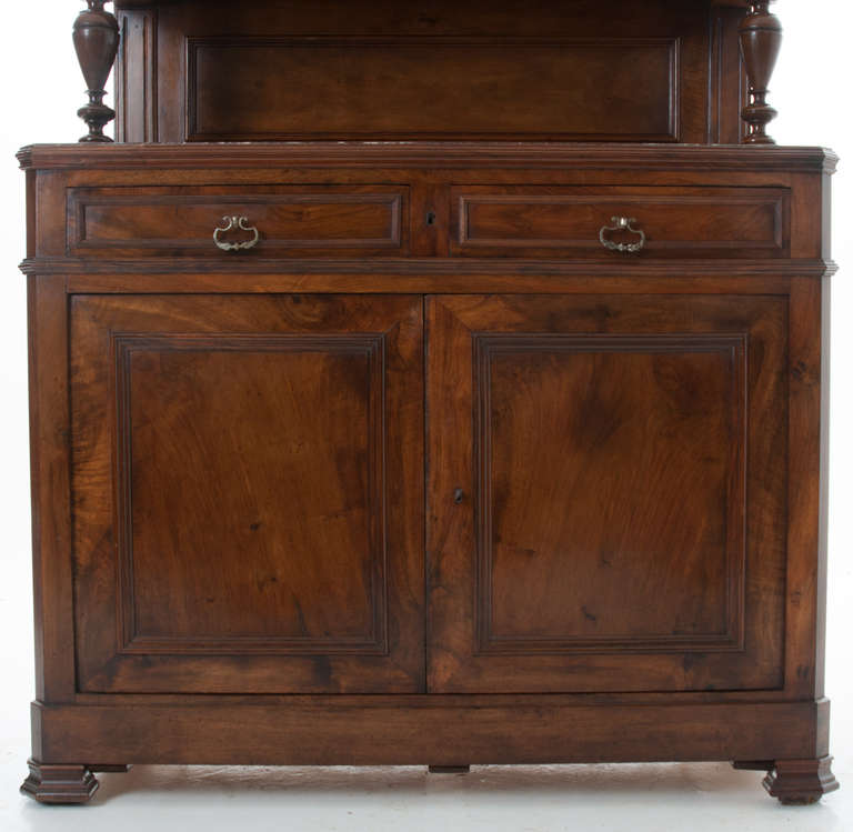 French 19th Century Walnut Louis Philippe Buffet A' Deux Corps In Good Condition In Baton Rouge, LA