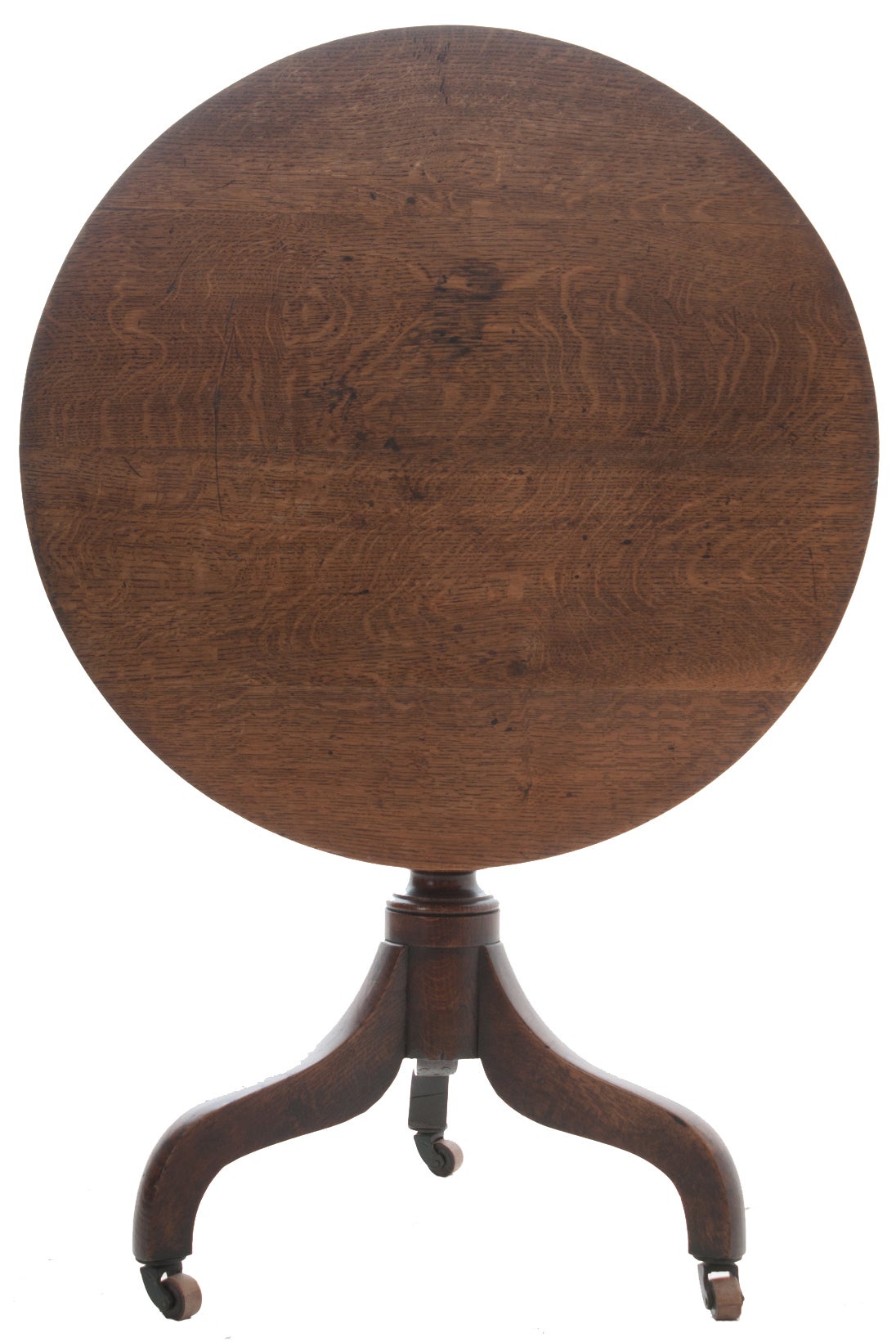 English 19th Century Oak Pedestal Tilt Top Table